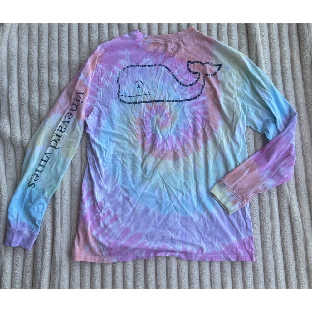 Vineyard Vines Shirt Mens Medium Multicolor Tie Dye Long Sleeve Pocket Whale